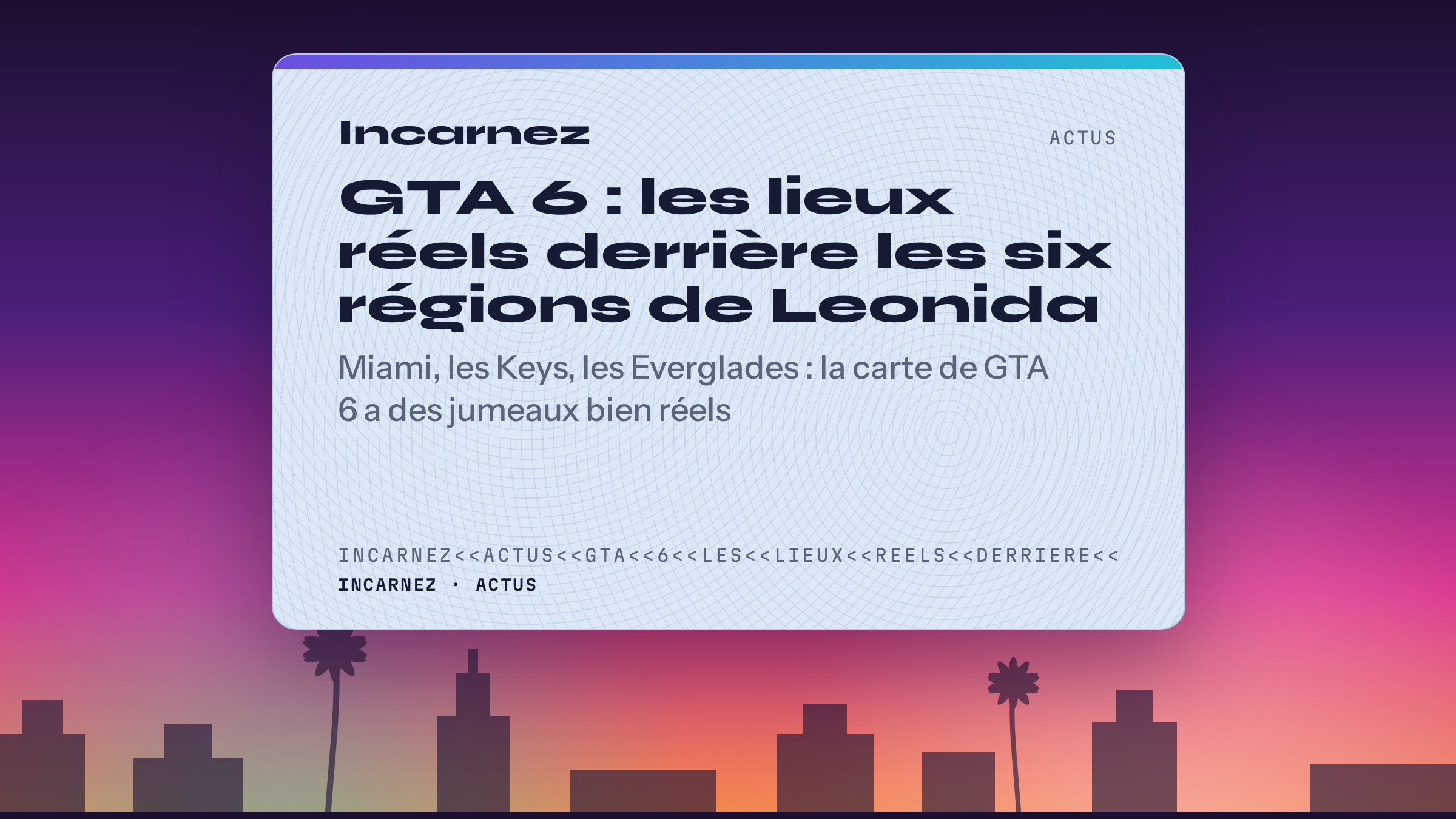 Carte Incarnez : GTA 6 : les lieux réels derrière les six régions de Leonida